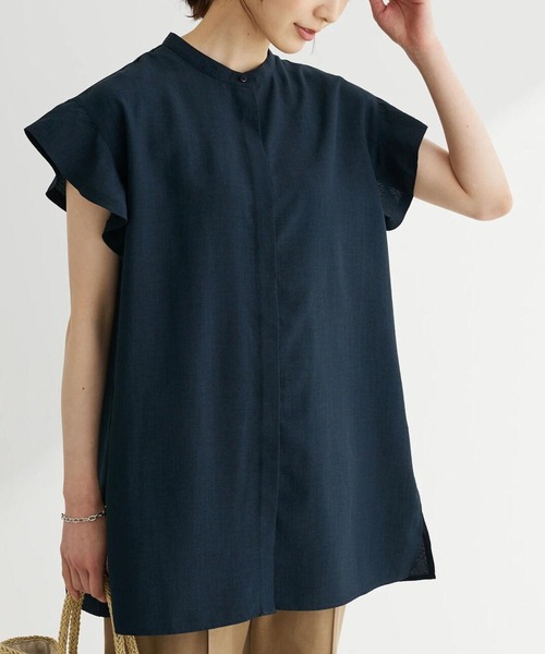 接触冷感比翼シャツチュニック