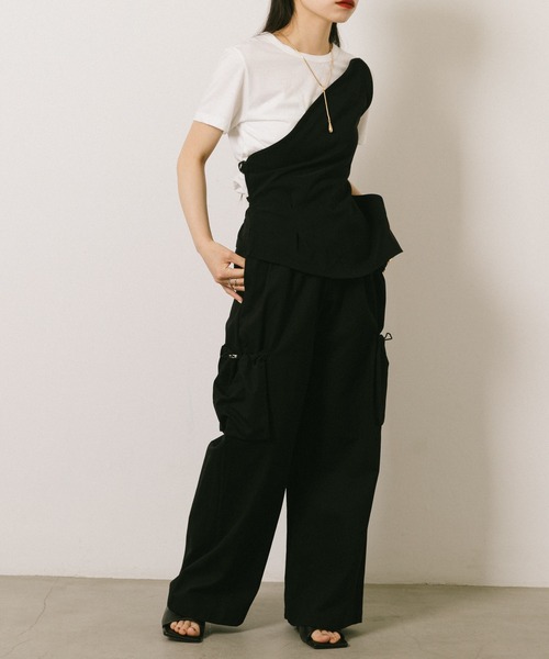 美品 プライド ホルターネック ビスチェ 刺繍デザイン アウター 黒 D143 tanakadaisuke BlackCherry hand embroidery vest