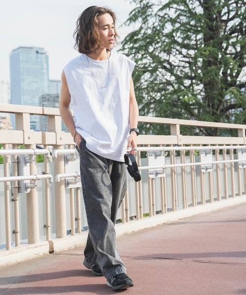 WEGO（ウィゴー）の「WEGO/ヘビーウエイトノースリーブ（タンクトップ・メンズ・ブラック/ホワイト・MEDIUM/LARGE）」の4枚目の写真