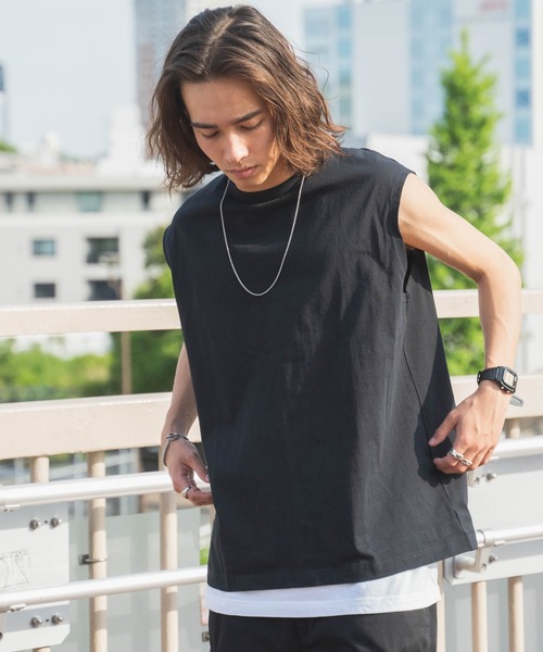 WEGO（ウィゴー）の「WEGO/ヘビーウエイトノースリーブ（タンクトップ・メンズ・ブラック/ホワイト・MEDIUM/LARGE）」の6枚目の写真