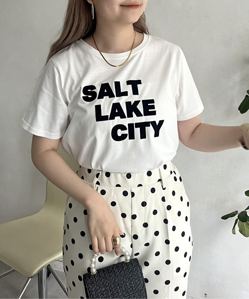 prose verse（プロズヴェール）の「フロッキーロゴTシャツ（Tシャツ/カットソー・レディース・チャコール/オフホワイト・ﾌﾘ-）」の3枚目の写真