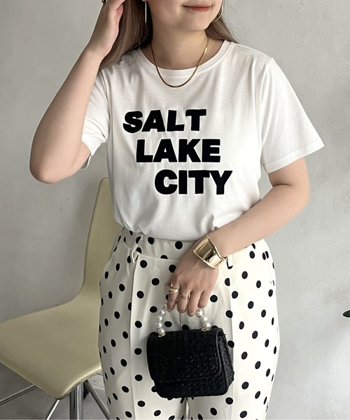 prose verse（プロズヴェール）の「フロッキーロゴTシャツ（Tシャツ/カットソー・レディース・チャコール/オフホワイト・ﾌﾘ-）」の5枚目の写真