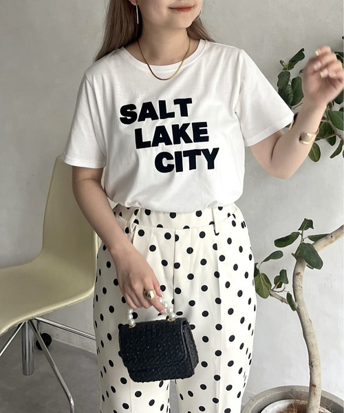 prose verse（プロズヴェール）の「フロッキーロゴTシャツ（Tシャツ/カットソー・レディース・チャコール/オフホワイト・ﾌﾘ-）」の6枚目の写真