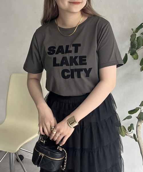 prose verse（プロズヴェール）の「フロッキーロゴTシャツ（Tシャツ/カットソー・レディース・チャコール/オフホワイト・ﾌﾘ-）」の19枚目の写真