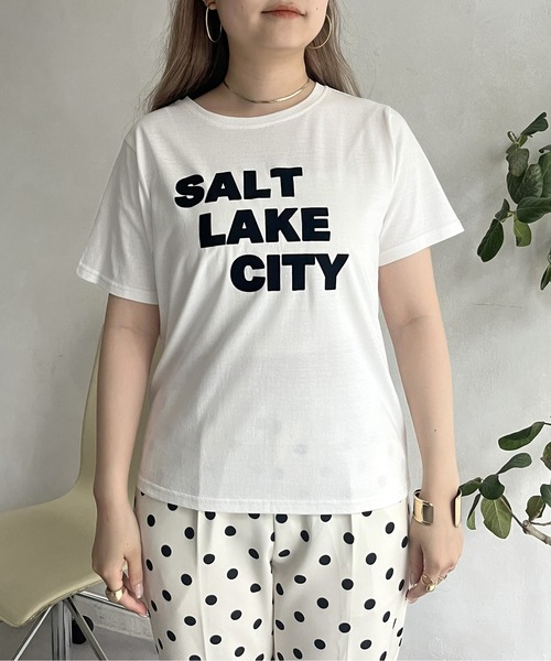 prose verse（プロズヴェール）の「フロッキーロゴTシャツ（Tシャツ/カットソー・レディース・チャコール/オフホワイト・ﾌﾘ-）」の14枚目の写真