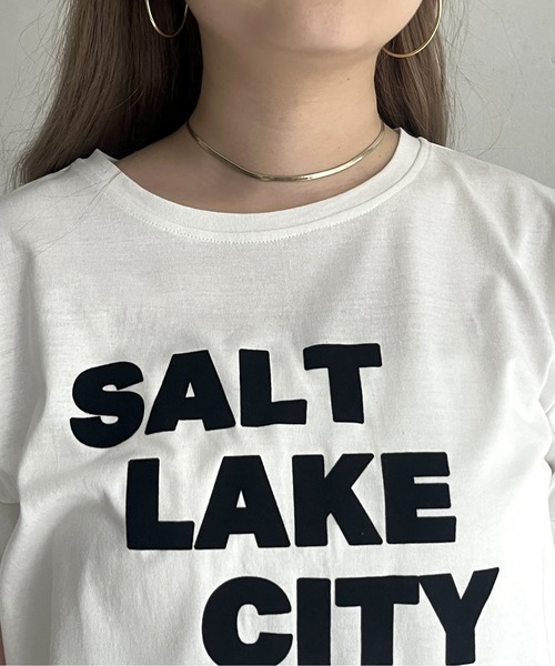 prose verse（プロズヴェール）の「フロッキーロゴTシャツ（Tシャツ/カットソー・レディース・チャコール/オフホワイト・ﾌﾘ-）」の17枚目の写真