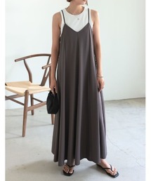 Re:EDIT | [ひんやり接触冷感][低身長/高身長サイズ有]鹿の子カットソーフレアキャミワンピース(ワンピース)