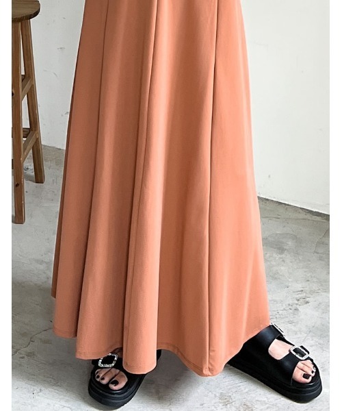 Re:EDIT（リエディ）の「[ひんやり接触冷感][低身長/高身長サイズ有]鹿の子カットソーフレアキャミワンピース（ワンピース・レディース・ブラック/ブラウン/オレンジ/ブルーグリーン・MEDIUM/LARGE/SHORT/TALL）」の8枚目の写真