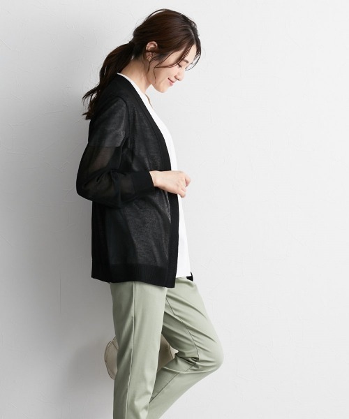 7days Life Styling(セブンデイズライフスタイリング)の「洗えるトッパーカーディガン(毛玉になりにくい・接触冷感・しわになりにくい・乾燥機OK)(カーディガン/ボレロ・レディース・ブラック/杢グレー/グリーン・M/L/LL)」の18枚目の写真