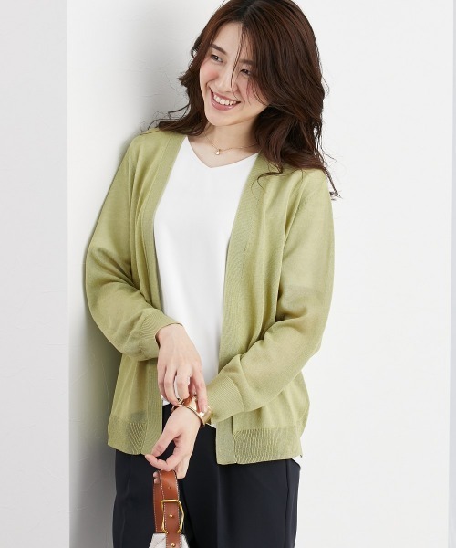 7days Life Styling(セブンデイズライフスタイリング)の「洗えるトッパーカーディガン(毛玉になりにくい・接触冷感・しわになりにくい・乾燥機OK)(カーディガン/ボレロ・レディース・ブラック/杢グレー/グリーン・M/L/LL)」の11枚目の写真
