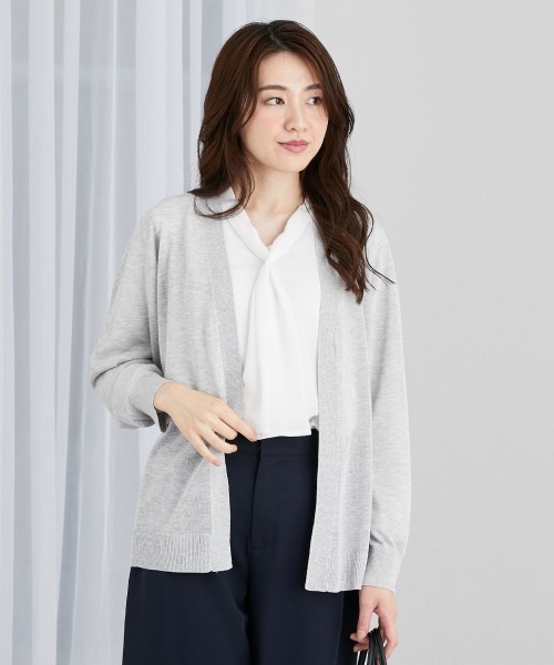 7days Life Styling(セブンデイズライフスタイリング)の「洗えるトッパーカーディガン(毛玉になりにくい・接触冷感・しわになりにくい・乾燥機OK)(カーディガン/ボレロ・レディース・ブラック/杢グレー/グリーン・M/L/LL)」の7枚目の写真