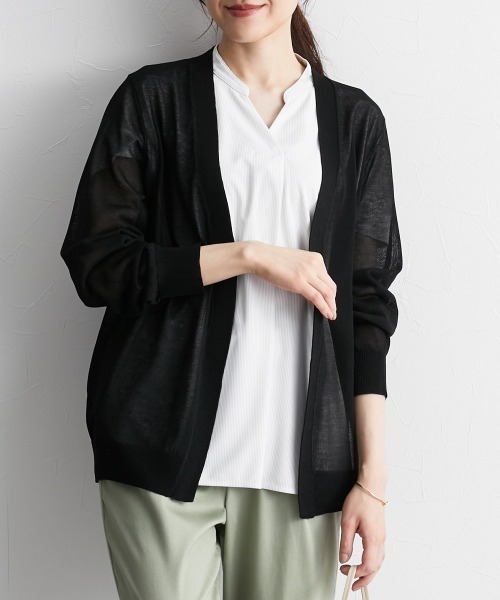 7days Life Styling(セブンデイズライフスタイリング)の「洗えるトッパーカーディガン(毛玉になりにくい・接触冷感・しわになりにくい・乾燥機OK)(カーディガン/ボレロ・レディース・ブラック/杢グレー/グリーン・M/L/LL)」の21枚目の写真