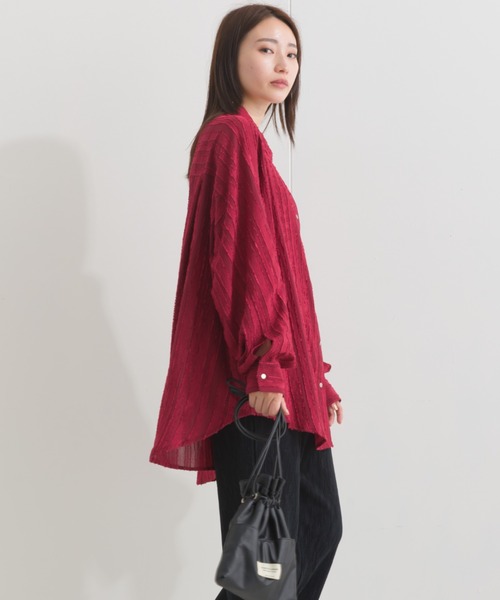 terrace(テラス)の「フリンジヴィンテージシャツ(シャツ/ブラウス・レディース・ブラック/オフホワイト/ワインレッド/カーキ・MEDIUM)」の6枚目の写真