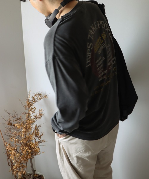 __gram.(スペースグラム)の「ヴィンテージライクプリントピグメントロンT(Tシャツ/カットソー・メンズ・ブラック系/チャコールグレー/スミクロ/チャコール/ブラック系1/ブラック・M/L)」の13枚目の写真