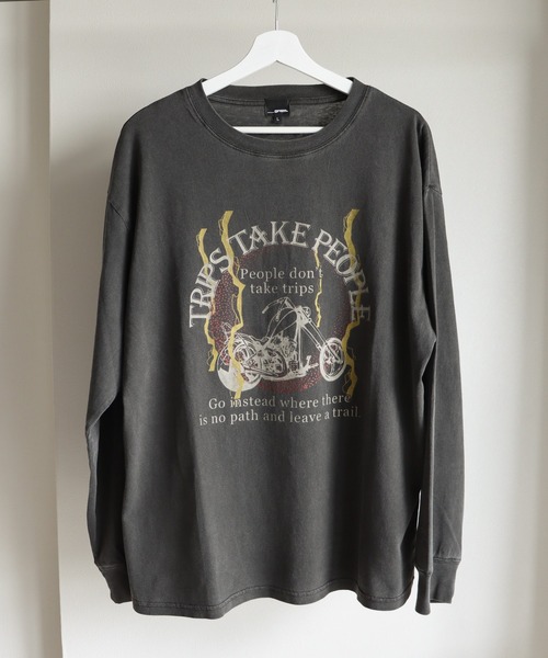 __gram.(スペースグラム)の「ヴィンテージライクプリントピグメントロンT(Tシャツ/カットソー・メンズ・ブラック系/チャコールグレー/スミクロ/チャコール/ブラック系1/ブラック・M/L)」の14枚目の写真