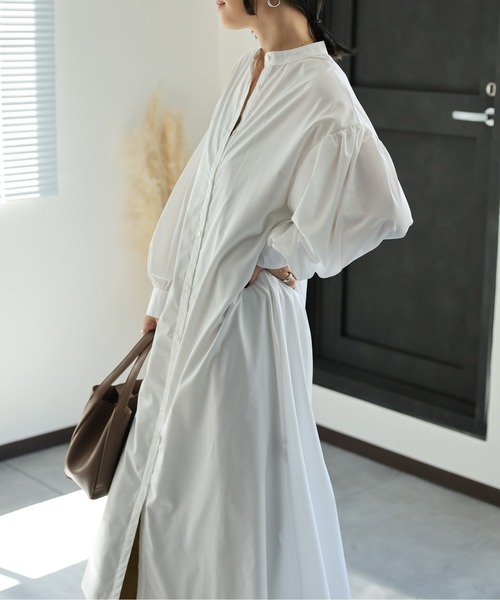 アーツ＆サイエンス 16AW コットンフランネルバンドカラーシャツワンピース アーツ＆サイエンス 16AW コットンフランネルバンドカラーシャツ