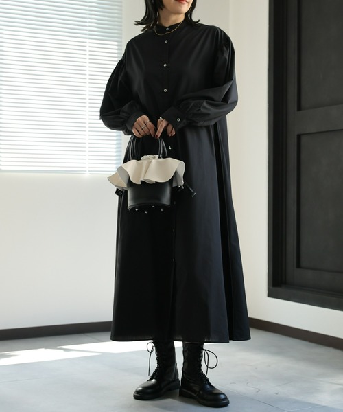【新品】リフレクト バンドカラーシャツワンピース サイズ11 リフレクト Reflect 【洗える】バンドカラーシャツワンピース