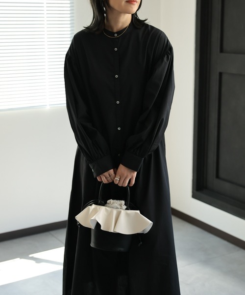 アーツ＆サイエンス 16AW コットンフランネルバンドカラーシャツワンピース アーツ＆サイエンス 16AW コットンフランネルバンドカラーシャツ