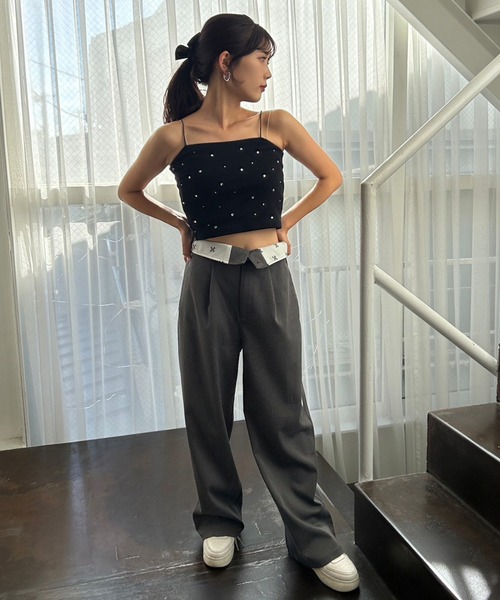 one after another NICE CLAUP（ワンアフターアナザーナイスクラップ）の「ビジューキャミソール（キャミソール・レディース・アイボリー/ブラック/ピンク・FREE）」の7枚目の写真