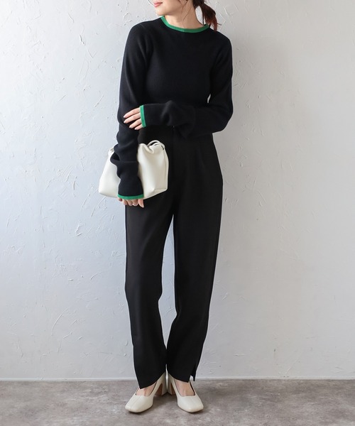 Bonjour Sagan（ボンジュールサガン）の「配色デザインリブニット（ニット/セーター・レディース・ブラック/アイボリー/グレー/ダークグレー/ブラウン・FREE）」の18枚目の写真