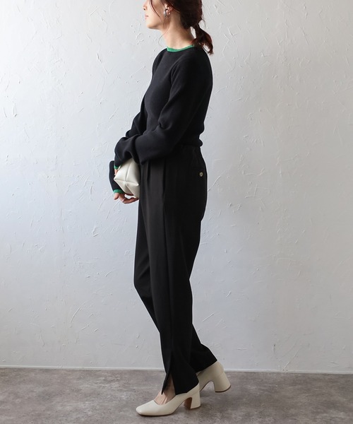 Bonjour Sagan（ボンジュールサガン）の「配色デザインリブニット（ニット/セーター・レディース・ブラック/アイボリー/グレー/ダークグレー/ブラウン・FREE）」の20枚目の写真