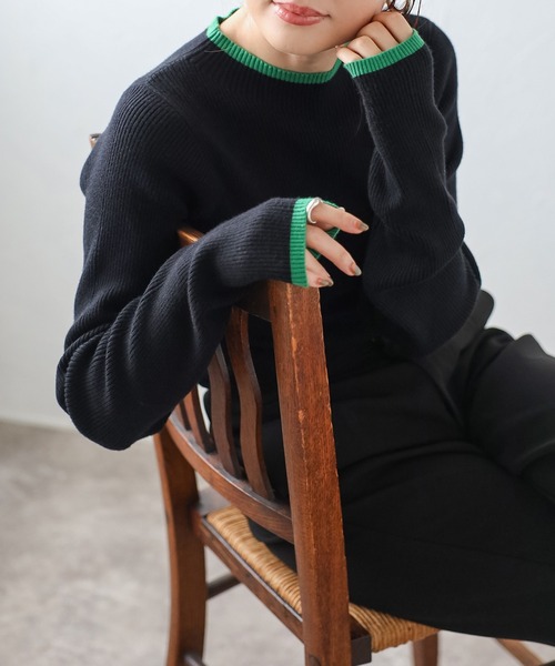 ボンジュールサガン BONJOUR SAGAN オーバーサイズケーブル編みニット （Green） ボンジュールサガン BONJOUR SAGAN オーバーサイズケーブル編み