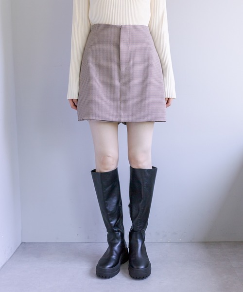 mystic(ミスティック)の「【2サイズ展開】チェックミニスカパン(スカート・レディース・ブラウン/オリーブ・1/2)」の3枚目の写真