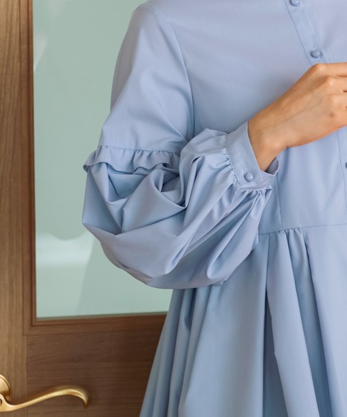 Sono（ソーノ）の「【定番人気ブラウス】ご自宅でお洗濯可能/UVカット/日本製/ストレッチ【SONO/ソーノ】パフィスリーブフローイングブラウス（シャツ/ブラウス・レディース・ネイビー/ホワイト/ミント/ライトブルー・1）」の7枚目の写真