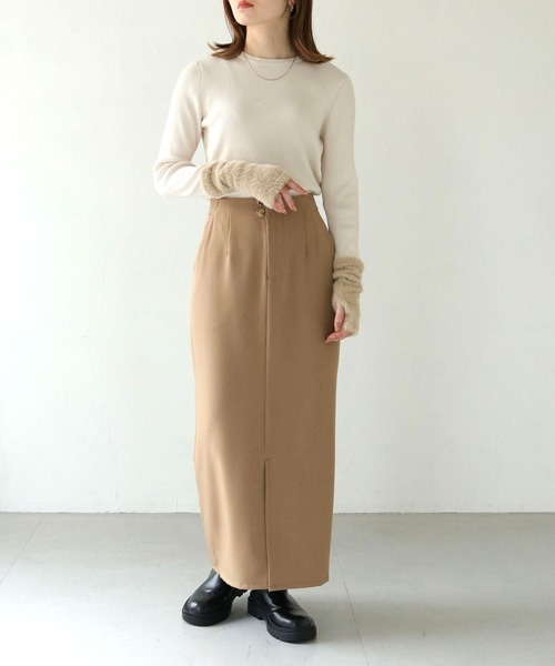 HER CLOSET(ハークローゼット)の「【vingtrois】袖シャギー切替リブニット(ニット/セーター・レディース・モカ/アイボリー/ブラック/チャコールグレー/カーキ・M)」の12枚目の写真