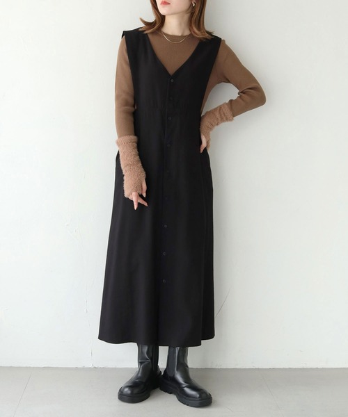 HER CLOSET(ハークローゼット)の「【vingtrois】袖シャギー切替リブニット(ニット/セーター・レディース・モカ/アイボリー/ブラック/チャコールグレー/カーキ・M)」の22枚目の写真