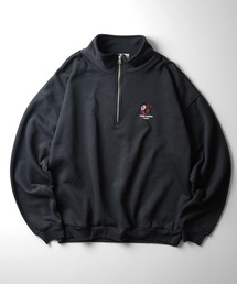 ILL'S | 23AW イラストワンポイント / 8ボールヘッドホン刺繍 ビッグシルエット ハーフジッププルオーバースウェット カットソー ユニセックス【ILL'S】(スウェット)