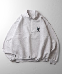 ILL'S | 23AW イラストワンポイント / 8ボールヘッドホン刺繍 ビッグシルエット ハーフジッププルオーバースウェット カットソー ユニセックス【ILL'S】(スウェット)