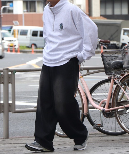 ILL'S（イルズ）の「イラストワンポイント / 8ボールヘッドホン刺繍 ビッグシルエット 裏起毛ハーフジッププルオーバースウェット カットソー ユニセックス【ILL'S】（スウェット・メンズ・ブルー/グレー系/グリーン系その他/ブラック/杢グレー/グレー系その他/ブラック系その他2/ブルー系その他2/グレー系その他2/グレー系3/グレー系その他3/グリーン系その他3・L/M/XL）」の14枚目の写真