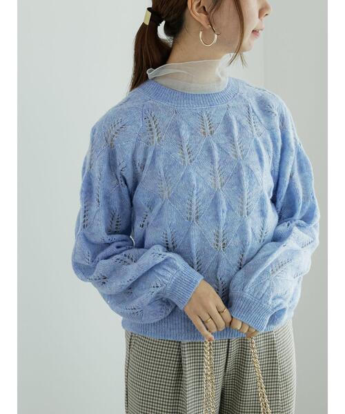 Te chichi(テチチ)の「モヘヤ混透かし柄プルオーバー(ニット/セーター・レディース・グレー/ブルー/オフホワイト・F)」の3枚目の写真