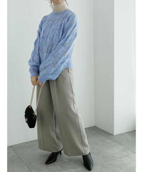 Te chichi(テチチ)の「モヘヤ混透かし柄プルオーバー(ニット/セーター・レディース・グレー/ブルー/オフホワイト・F)」の5枚目の写真