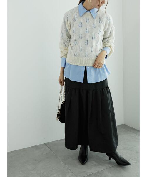 Te chichi(テチチ)の「モヘヤ混透かし柄プルオーバー(ニット/セーター・レディース・グレー/ブルー/オフホワイト・F)」の6枚目の写真