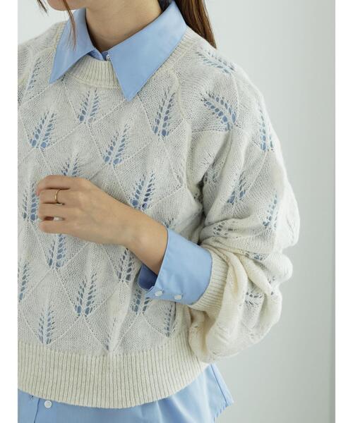 Te chichi(テチチ)の「モヘヤ混透かし柄プルオーバー(ニット/セーター・レディース・グレー/ブルー/オフホワイト・F)」の7枚目の写真