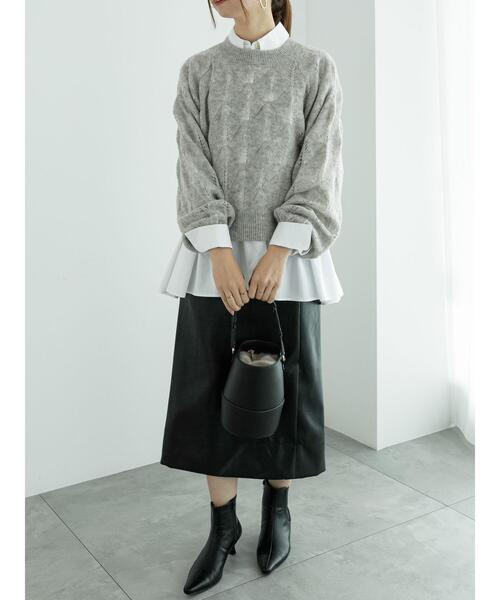 Te chichi(テチチ)の「モヘヤ混透かし柄プルオーバー(ニット/セーター・レディース・グレー/ブルー/オフホワイト・F)」の8枚目の写真