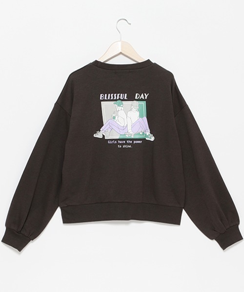LOVETOXIC(ラブトキシック)の「【WEB・一部店舗限定】バックイラストスウェット(スウェット・キッズ・エメラルド/チャコール/オフホワイト・L/S/M)」の11枚目の写真