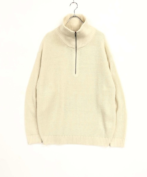 ADMIX/ATELIER SAB MEN（アドミックスアトリエサブメン）の「ハーフジップ 畦編みハイネック / オーバーサイズ プルオーバー セーター（ニット/セーター・メンズ・ブラック/グレイッシュベージュ/ブラウン/オフホワイト/ライトブルー・L/M）」の10枚目の写真