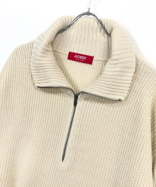 ADMIX/ATELIER SAB MEN（アドミックスアトリエサブメン）の「ハーフジップ 畦編みハイネック / オーバーサイズ プルオーバー セーター（ニット/セーター・メンズ・ブラック/グレイッシュベージュ/ブラウン/オフホワイト/ライトブルー・L/M）」の12枚目の写真