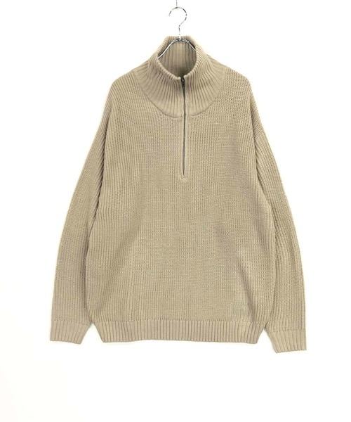 ADMIX/ATELIER SAB MEN（アドミックスアトリエサブメン）の「ハーフジップ 畦編みハイネック / オーバーサイズ プルオーバー セーター（ニット/セーター・メンズ・ブラック/グレイッシュベージュ/ブラウン/オフホワイト/ライトブルー・L/M）」の14枚目の写真