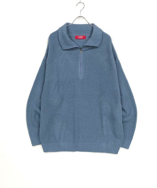 ADMIX/ATELIER SAB MEN（アドミックスアトリエサブメン）の「ハーフジップ 畦編みハイネック / オーバーサイズ プルオーバー セーター（ニット/セーター・メンズ・ブラック/グレイッシュベージュ/ブラウン/オフホワイト/ライトブルー・L/M）」の18枚目の写真