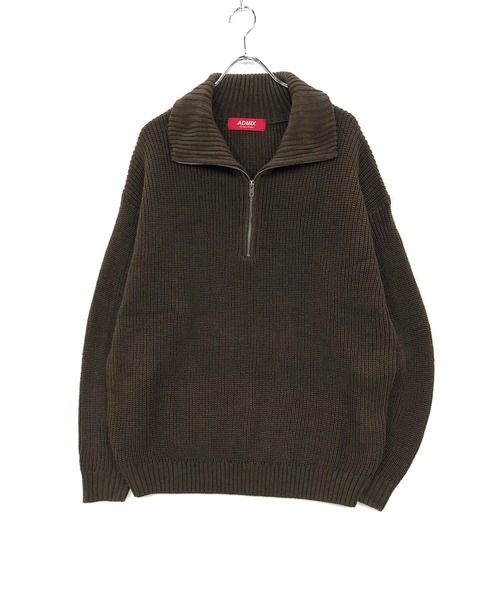 ADMIX/ATELIER SAB MEN（アドミックスアトリエサブメン）の「ハーフジップ 畦編みハイネック / オーバーサイズ プルオーバー セーター（ニット/セーター・メンズ・ブラック/グレイッシュベージュ/ブラウン/オフホワイト/ライトブルー・L/M）」の7枚目の写真