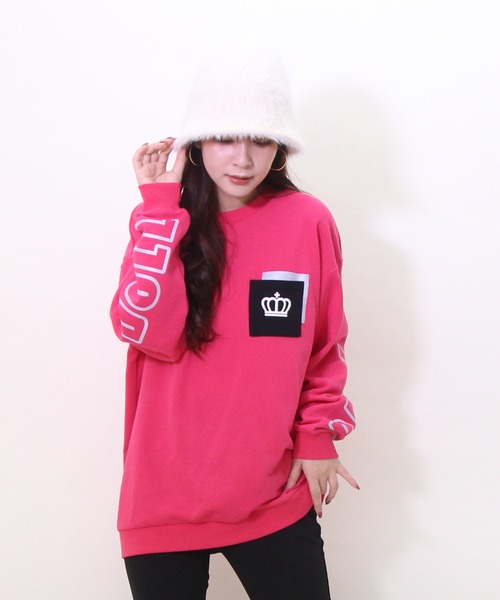 BABYDOLL（ベビードール）の「親子お揃い リフレクタートレーナー 8830A（スウェット・レディース・ホワイト/フューシャピンク・L/XL/M/S）」の6枚目の写真