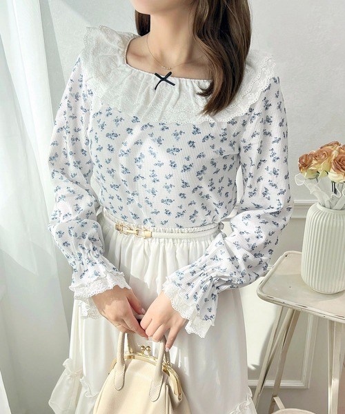 apres jour(アプレジュール)の「フリルレース×ワッフルトップス【ZOZOTOWN限定アイテム】(Tシャツ/カットソー・レディース・ブラック/ピンク系その他/ブルー系その他/オフホワイト・X-LARGE/フリー)」の18枚目の写真