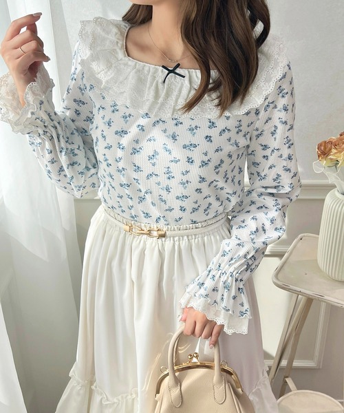 apres jour(アプレジュール)の「フリルレース×ワッフルトップス【ZOZOTOWN限定アイテム】(Tシャツ/カットソー・レディース・ブラック/ピンク系その他/ブルー系その他/オフホワイト・X-LARGE/フリー)」の20枚目の写真