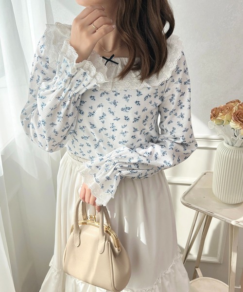 apres jour(アプレジュール)の「フリルレース×ワッフルトップス【ZOZOTOWN限定アイテム】(Tシャツ/カットソー・レディース・ブラック/ピンク系その他/ブルー系その他/オフホワイト・X-LARGE/フリー)」の21枚目の写真