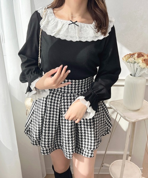 apres jour(アプレジュール)の「フリルレース×ワッフルトップス【ZOZOTOWN限定アイテム】(Tシャツ/カットソー・レディース・ブラック/ピンク系その他/ブルー系その他/オフホワイト・X-LARGE/フリー)」の11枚目の写真