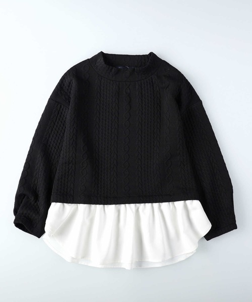 HONEYSUCKLE ROSE(ハニーサックルローズ)の「【HONEYSUCKLE ROSE】膨れジャガードフェイクレイヤード(スウェット・レディース・ブラック/オフホワイト・フリー)」の14枚目の写真